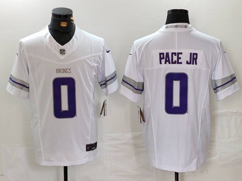 Men Minnesota Vikings #0 Pace jr White Retro three generations 2024 Nike Limited NFL Jersey style 1